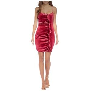 NWT Devlin Women’s Red Velvet Dress Stretch Bodycon‎